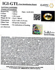 1.95/CT Natural Ceylonese Pukhraj with Govt Lab Certificate-YELSA9U